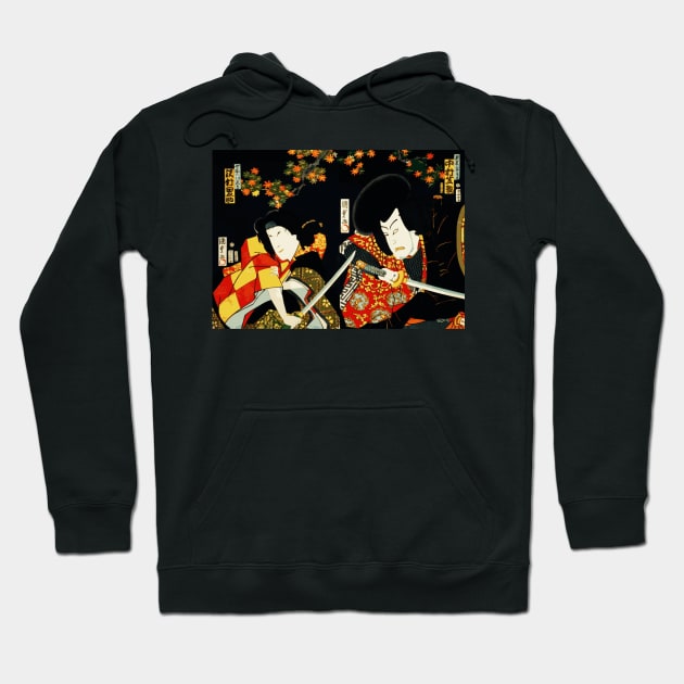 Two Kabuki Actors As Samurai Warriors With Katana Swords #2 Hoodie by RCDBerlin